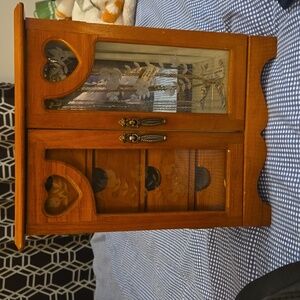 Vintage Jewelry Cabinet- 4 drawers- Swivel Necklace Hanger